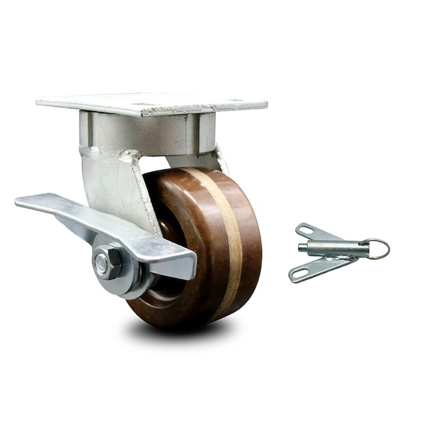 4 Inch Kingpinless High Temp Phenolic Wheel Caster with Brake and Swivel Lock